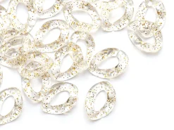 50 maillons en plastique 23 x 16 mm - à connecter pour création de chaîne - transparent à paillettes