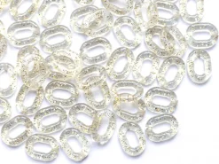 50 maillons ovales en plastique 19 x 14 mm - à connecter pour création de chaîne - transparent à paillettes
