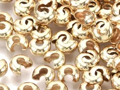 20 cache-perles à écraser - doré à l'or fin 18k - 4 mm