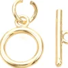 1 fermoir Toogle - doré à l'or fin 18k - 12 mm