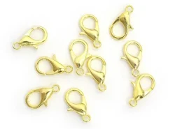10 fermoirs mousquetons 12 mm - doré