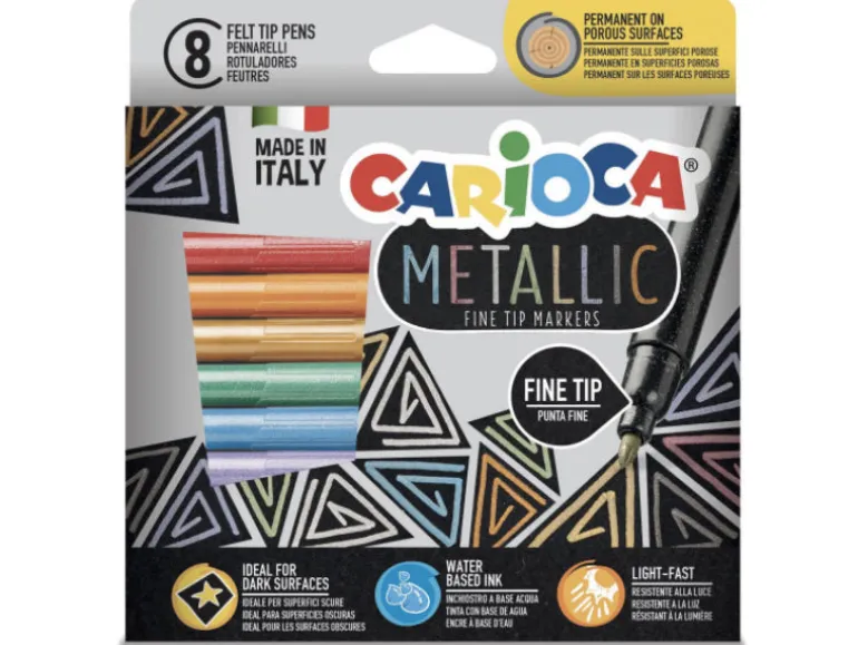 8 feutres de couleur à pointe fine - couleurs métalliques