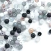 20 g de perles rondes en verre 4 mm - Tons noir & blanc