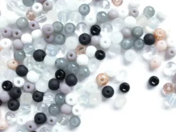 20 g de perles rondes en verre 4 mm - Tons noir & blanc