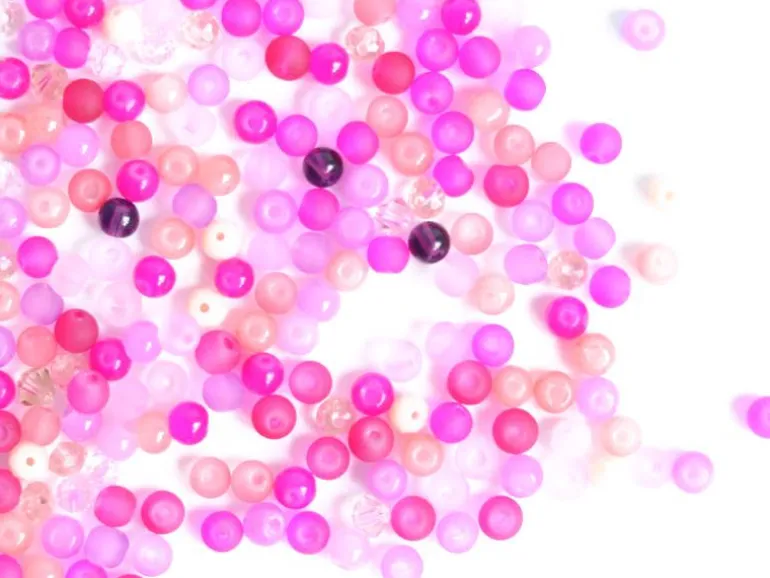 20 g de perles rondes en verre 4 mm - tons roses
