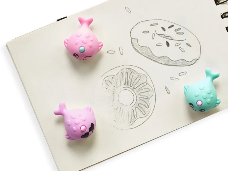 3 gommes licornes en forme de Narval - baleine licorne