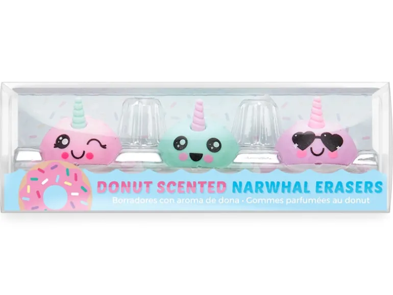 3 gommes licornes en forme de Narval - baleine licorne