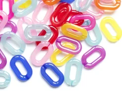 50 grands maillons en plastique 31 x 19 mm - à connecter pour création de chaîne - mix multicolore transclucide