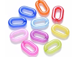 50 grands maillons en plastique 31 x 19 mm - à connecter pour création de chaîne - mix multicolore transclucide