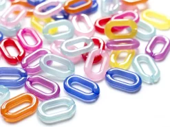 50 grands maillons en plastique 31 x 19 mm - à connecter pour création de chaîne - mix multicolore transclucide