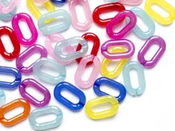 50 grands maillons en plastique 31 x 19 mm - à connecter pour création de chaîne - mix multicolore transclucide