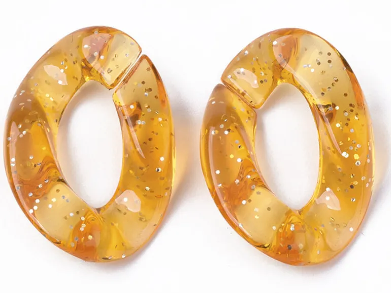 50 grands maillons en plastique 30 x 21 mm - à connecter pour création de chaîne - multicolore pailleté