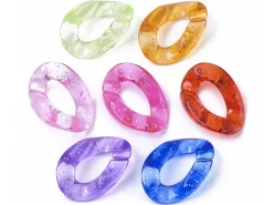 50 grands maillons en plastique 30 x 21 mm - à connecter pour création de chaîne - multicolore pailleté