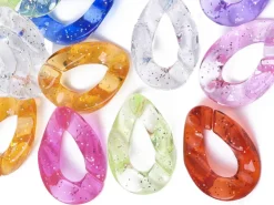 50 grands maillons en plastique 30 x 21 mm - à connecter pour création de chaîne - multicolore pailleté