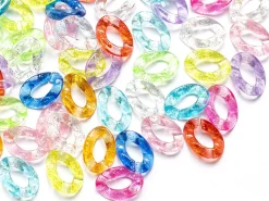 50 grands maillons en plastique 30 x 21 mm - à connecter pour création de chaîne - multicolore pailleté