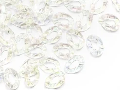 50 grands maillons en plastique 30 x 21 mm - à connecter pour création de chaîne - blanc nacré et irisé