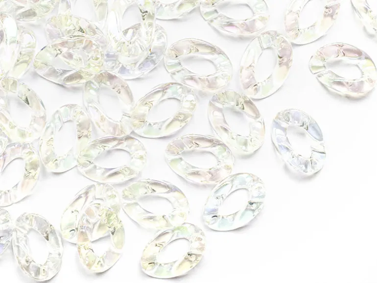 50 grands maillons en plastique 30 x 21 mm - à connecter pour création de chaîne - blanc nacré et irisé