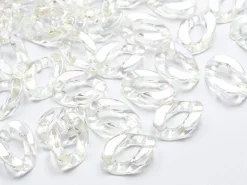 50 grands maillons en plastique 30 x 21 mm - à connecter pour création de chaîne - blanc nacré et irisé