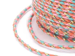 1 m de cordellette en coton macrammé 1,5 mm - Rose et bleu