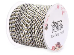 1 m de cordellette en coton macrammé 1,5 mm - Noir et blanc