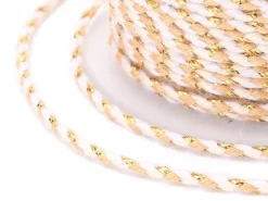 1 m de cordellette en coton macrammé 1,5 mm - Blanc et doré