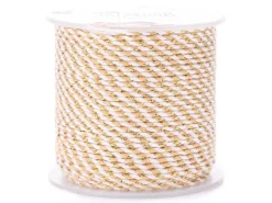 1 m de cordellette en coton macrammé 1,5 mm - Blanc et doré