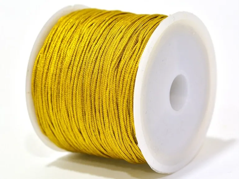1 m de fil de jade / fil nylon tressé 1 mm - ocre moutarde brillant
