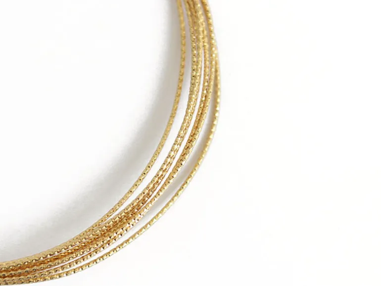 2 m de fil de laiton texturé - Doré à l’or fin 18K - 1 mm