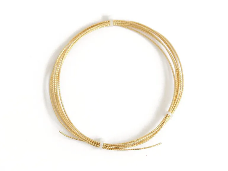 2 m de fil de laiton texturé - Doré à l’or fin 18K - 1 mm