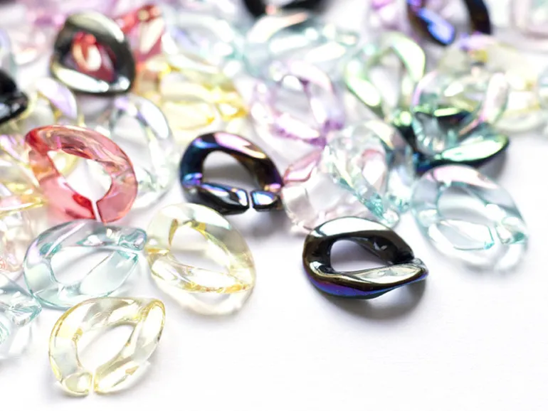 50 maillons en plastique 22 x 16 mm - à connecter pour création de chaîne - transparent irisé