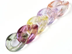 50 maillons en plastique 22 x 16 mm - à connecter pour création de chaîne - transparent irisé
