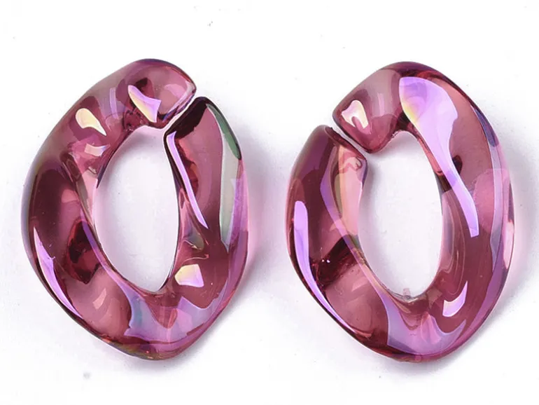 50 maillons en plastique 22 x 16 mm - à connecter pour création de chaîne - transparent irisé