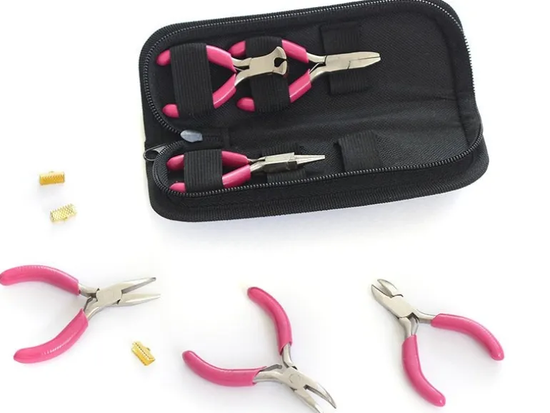 6 mini pinces roses pour création de bijoux - dans un joli étui