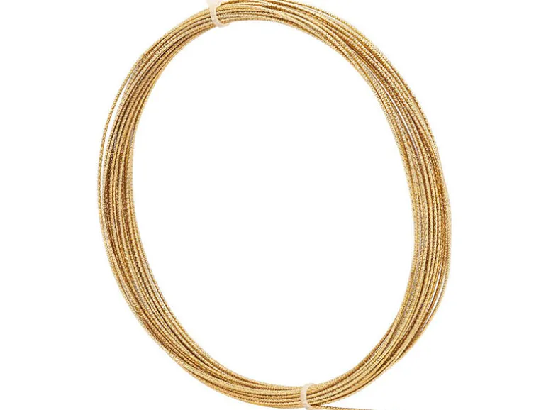 10 mètres de fil de cuivre texturé - doré brillant - 0,8 mm