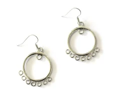 1 paire de boucles d'oreilles à anneaux intercalaires - argenté