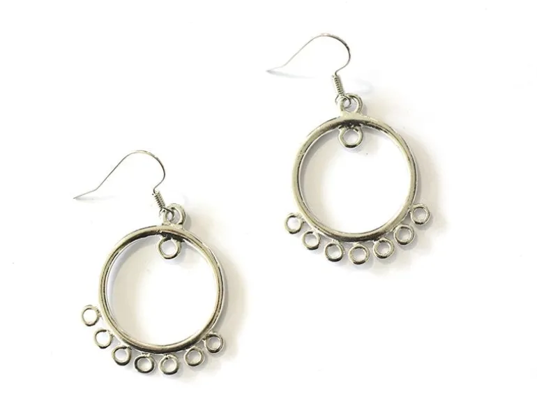 1 paire de boucles d'oreilles à anneaux intercalaires - argenté