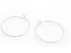 10 paires de boucles d'oreilles créoles 20 mm - couleur argenté clair