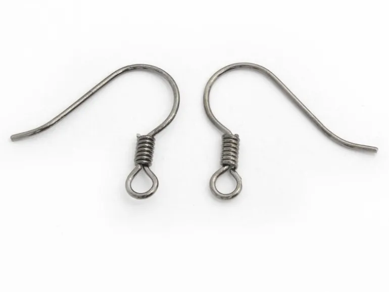 10 paires de boucles d'oreilles crochets - couleur noir métallisé
