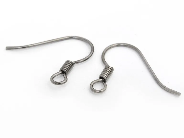 10 paires de boucles d'oreilles crochets - couleur noir métallisé