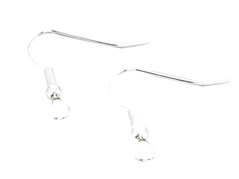 10 paires de boucles d'oreilles crochets - plaqué argent - 20 mm