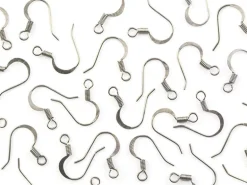 10 paires de boucles d'oreilles - crochets plats - couleur argenté