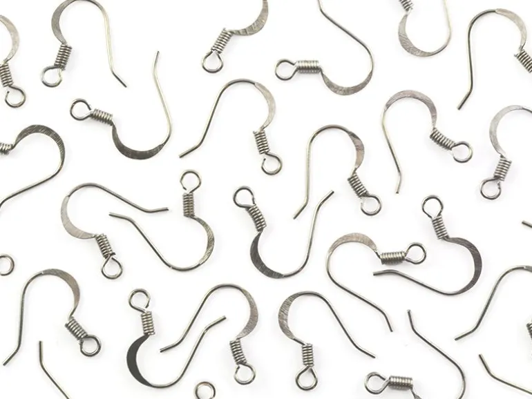 10 paires de boucles d'oreilles - crochets plats - couleur argenté