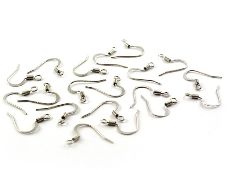 10 paires de boucles d'oreilles - crochets plats - couleur argenté