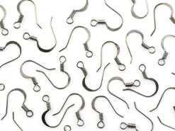 10 paires de boucles d'oreilles - crochets plats - couleur noir métallisé