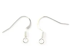 10 paires de boucles d'oreilles - crochets plats - couleur argenté clair