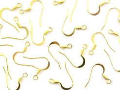 10 paires de boucles d'oreilles - crochets plats - couleur or
