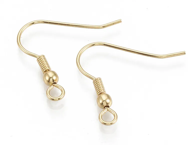 10 paires de boucles d'oreilles crochets - doré à l'or fin 18k - 20 mm