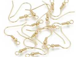 10 paires de boucles d'oreilles crochets - doré à l'or fin 18k - 20 mm