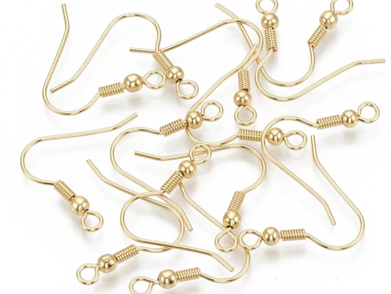 10 paires de boucles d'oreilles crochets - doré à l'or fin 18k - 20 mm