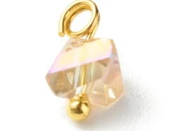 10 pendentifs en verre irisé - forme triangulaire - tons crèmes - 8 x 6 mm